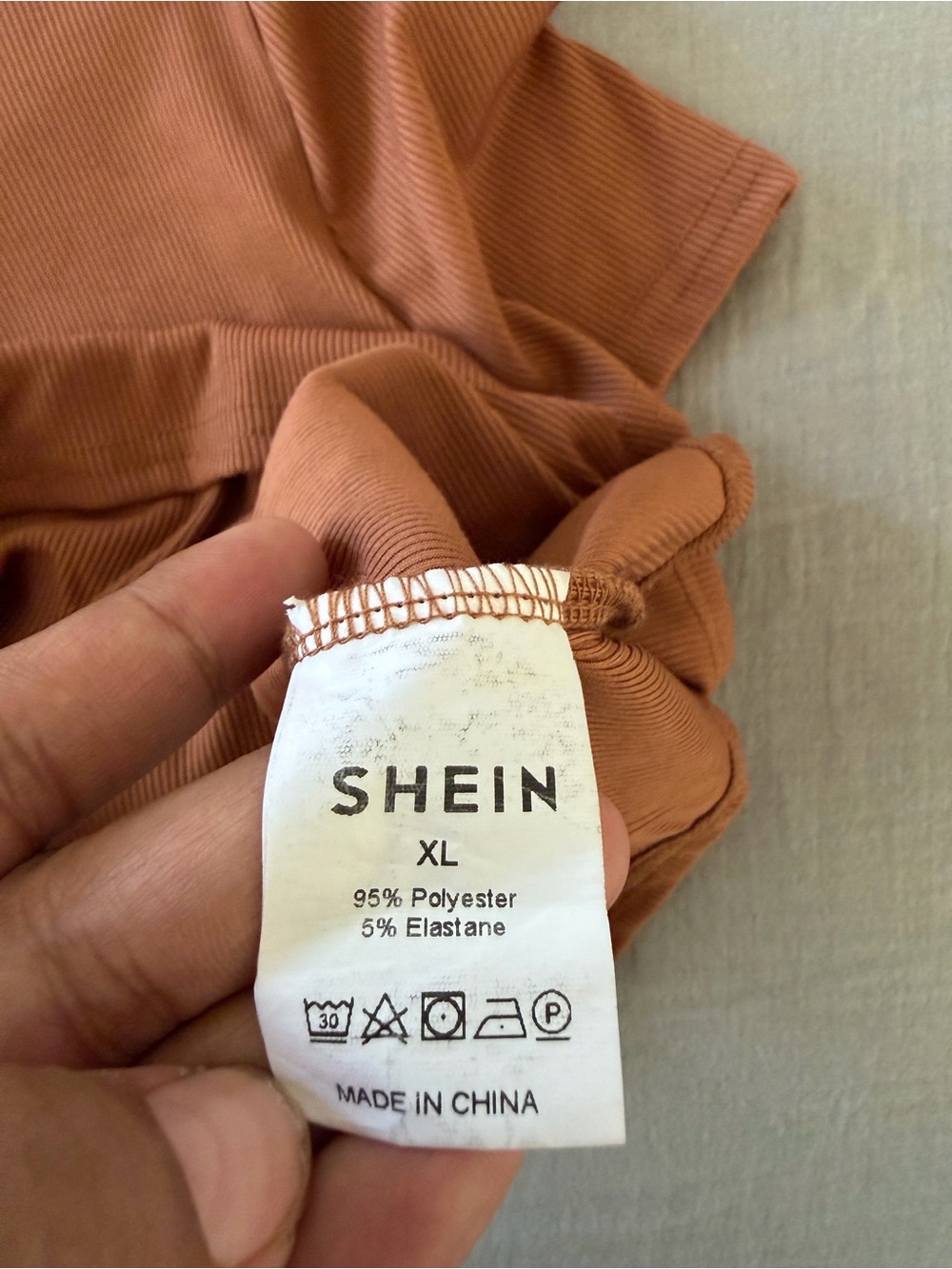 SHEIN Rust Short Sleeve Ribbed Tee - Picture 6 of 6